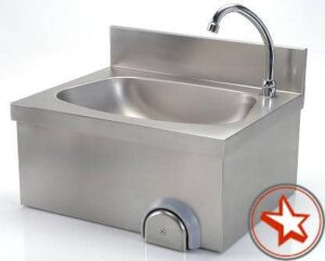 Handwaschbecken LG/2  mit Rückenteil und Kniebedienung