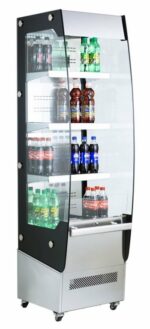 Wandkühlregal GS-AV mit Panormaseitenteile in Schwarzglas
