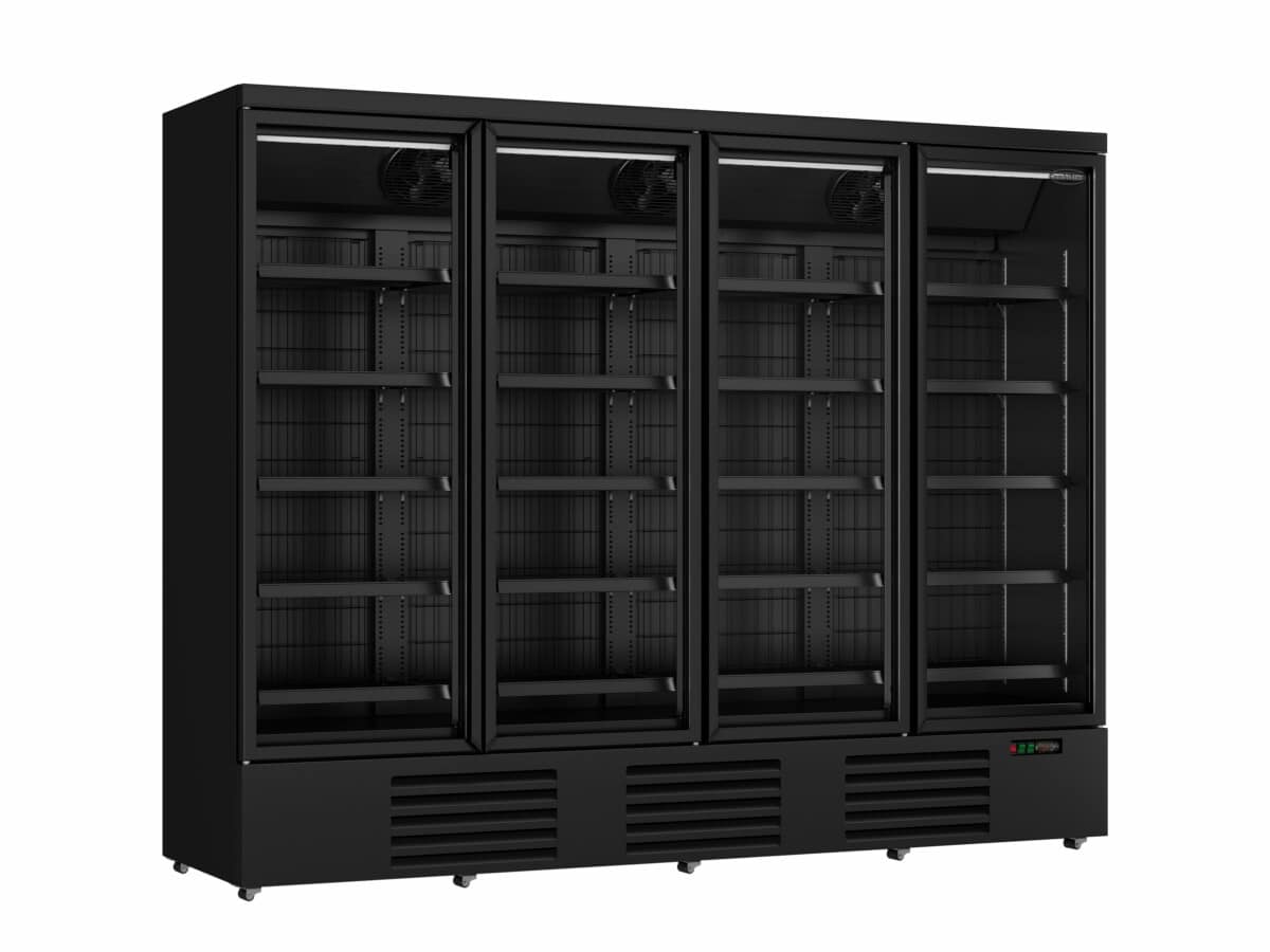 Tiefkühlschrank JDE-2025F BL schwarz mit 4 Glastüren